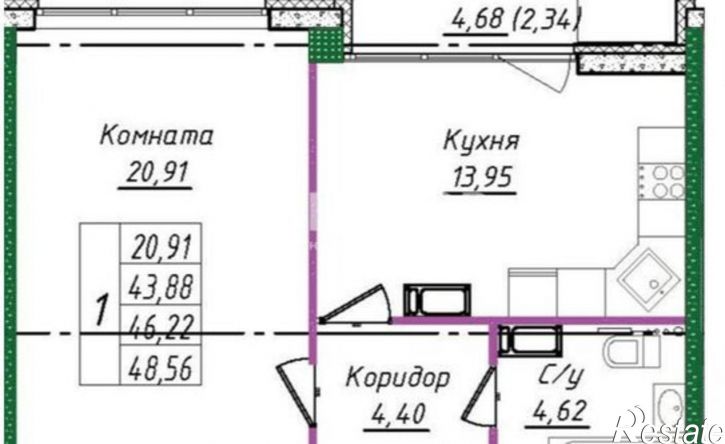 1-комн квартира ул Голубева, 16,  д. 16