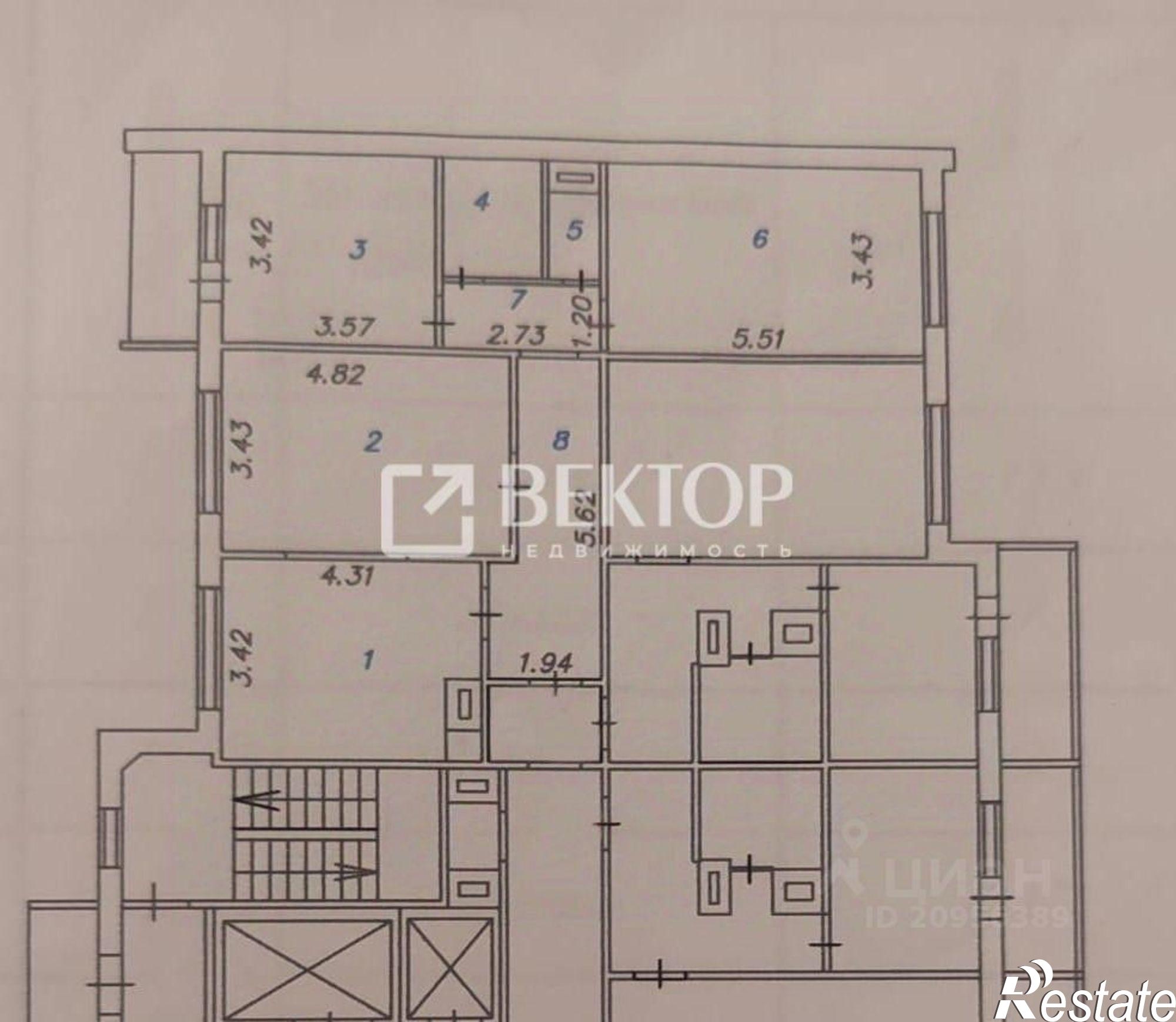 Купить квартиру за 7 200 000 рублей на г Иваново, мкр Рождественский, 8