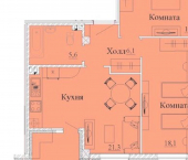 2-комн, 78 кв м, этаж 9/14 1-я Первомайская улица, 41