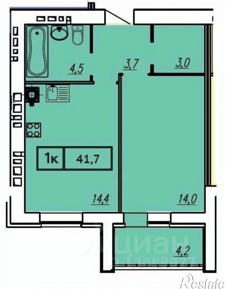 1-комн квартира в новом доме улица Постышева, 10,  д. 10
