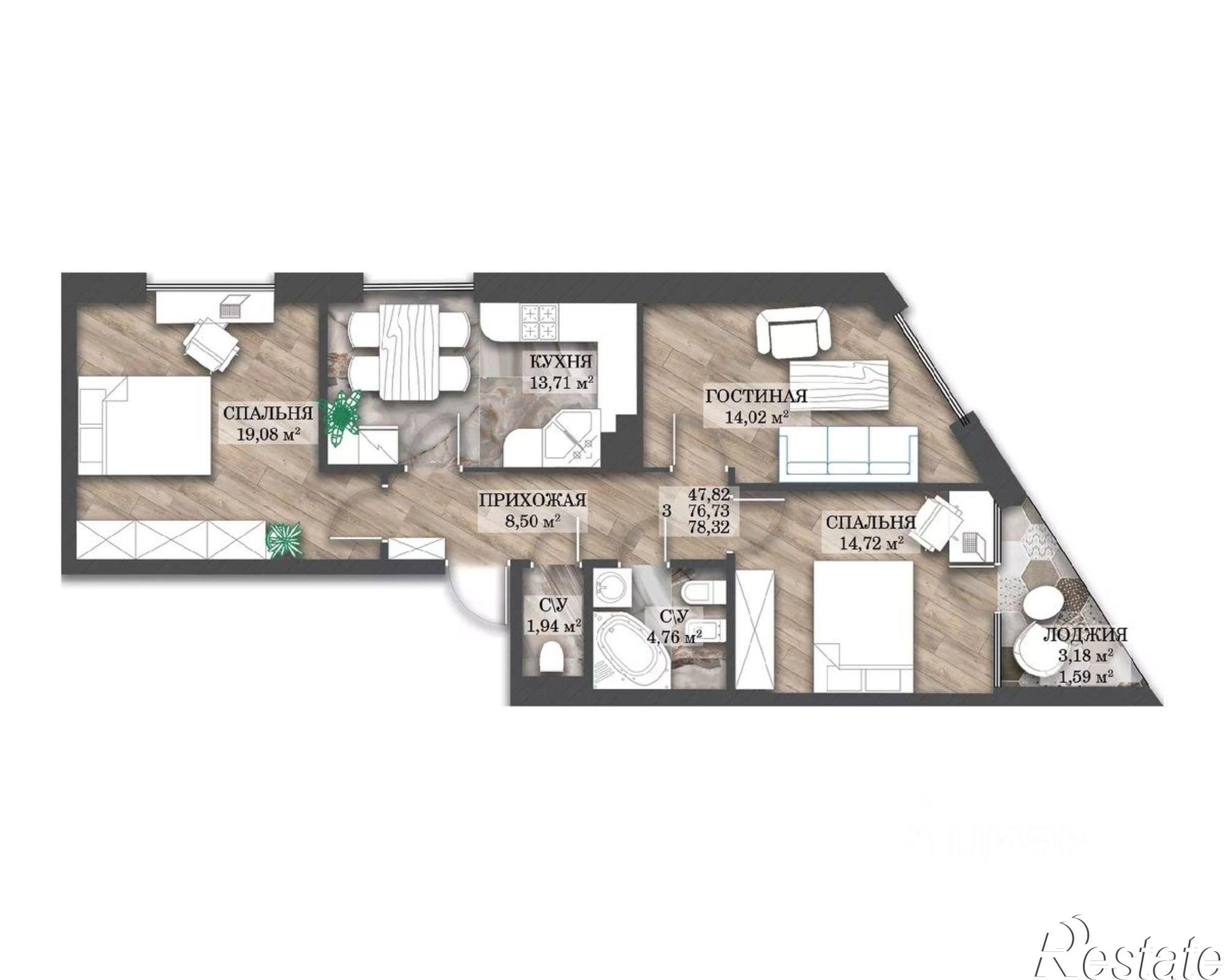 Купить квартиру за 10 639 800 рублей на проспект Ленина, 55 В