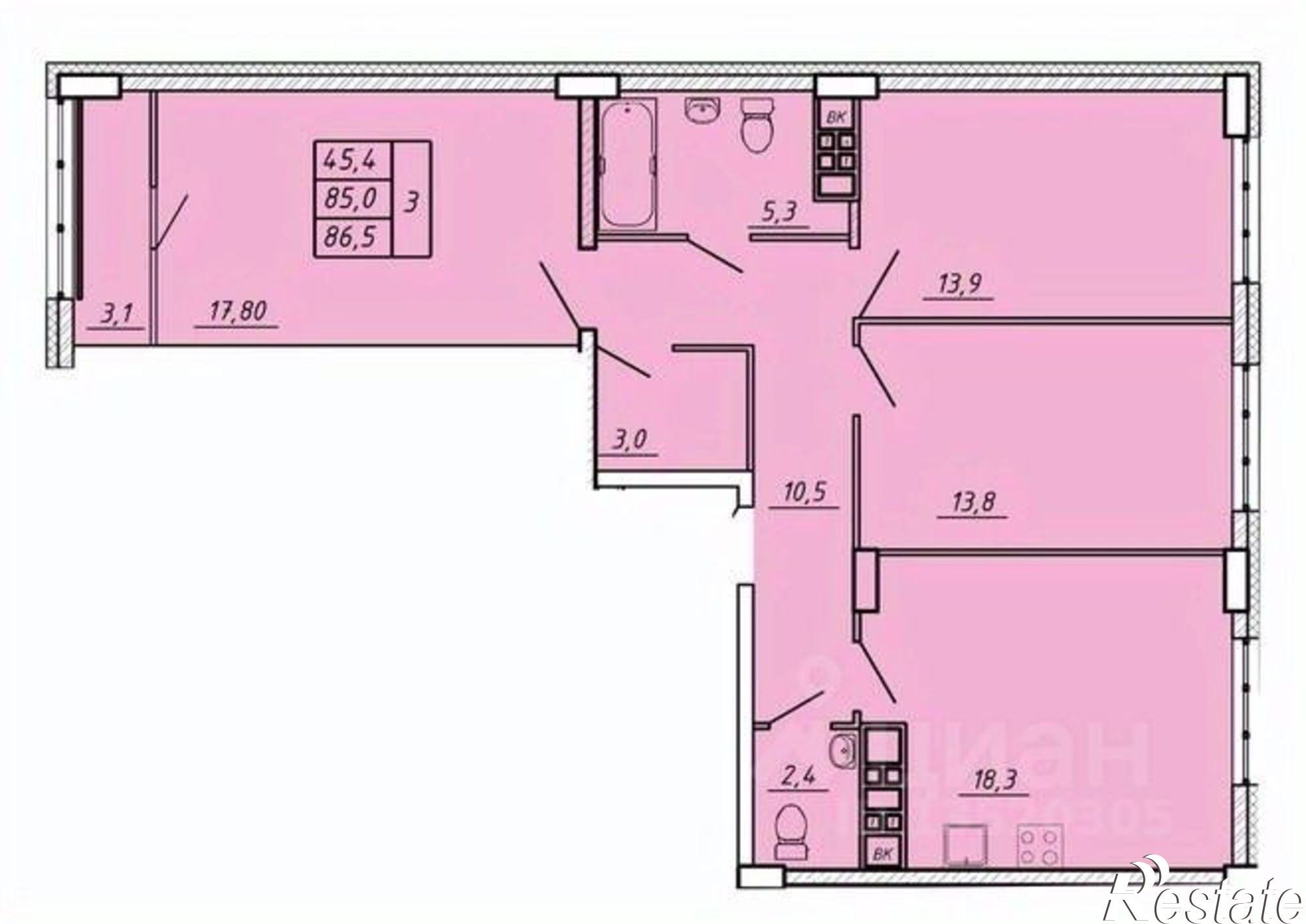Купить квартиру за 8 304 000 рублей на ул 1-я Камвольная, 7