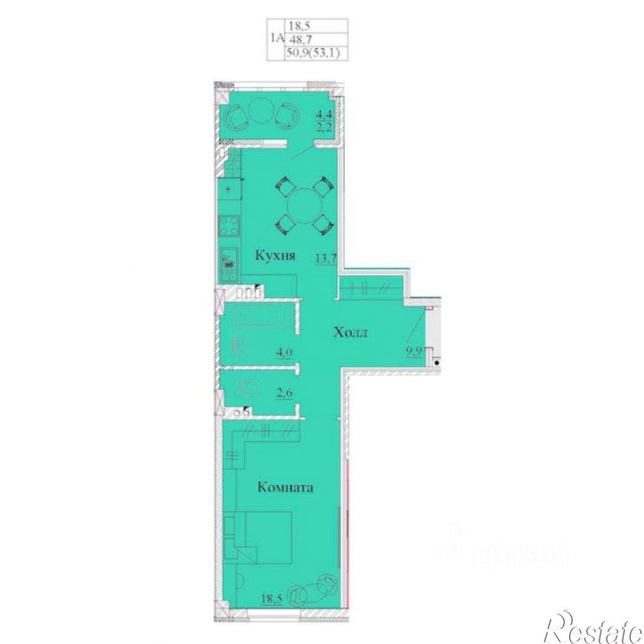 1-комн квартира в новом доме ул 2-я Первомайская, 48,  д. 48