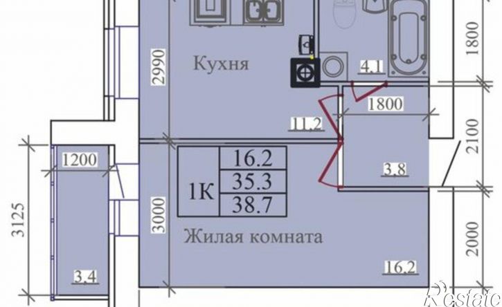 1-комн квартира в новом доме улица Павла Большевикова, 50кб,  д. 50кб