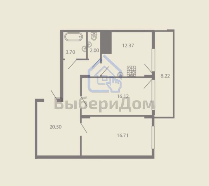 2-комн квартира Профсоюзная ул, 8