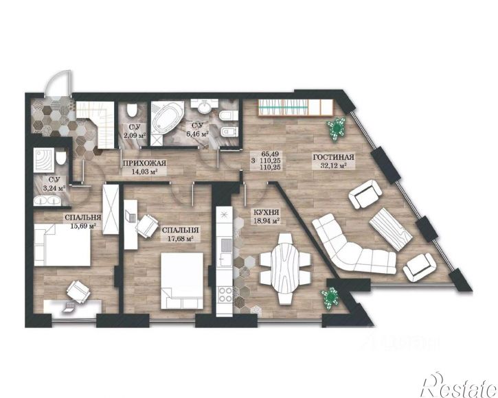 3-комн квартира в новом доме пр-кт Ленина, 55В,  д. 55В