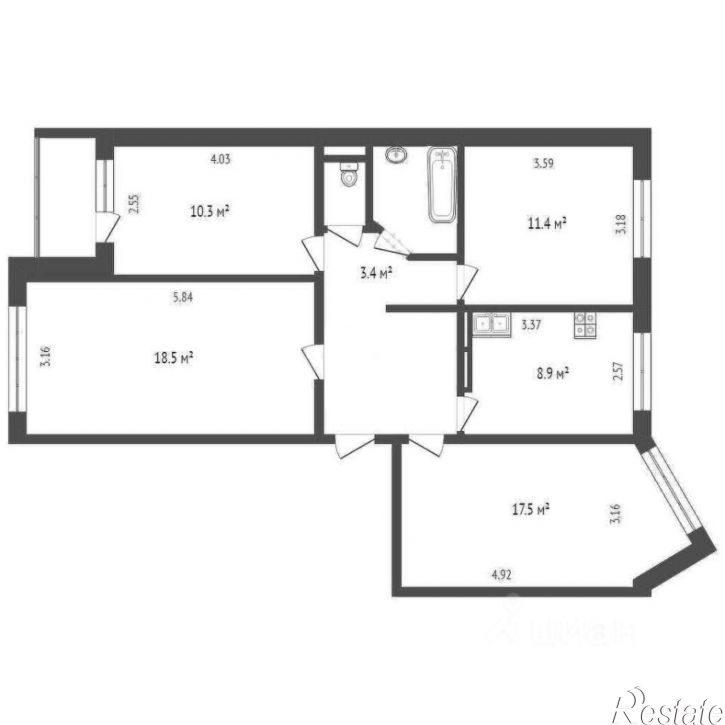 4-комн квартира пр-кт Строителей, 68А,  д. 68А