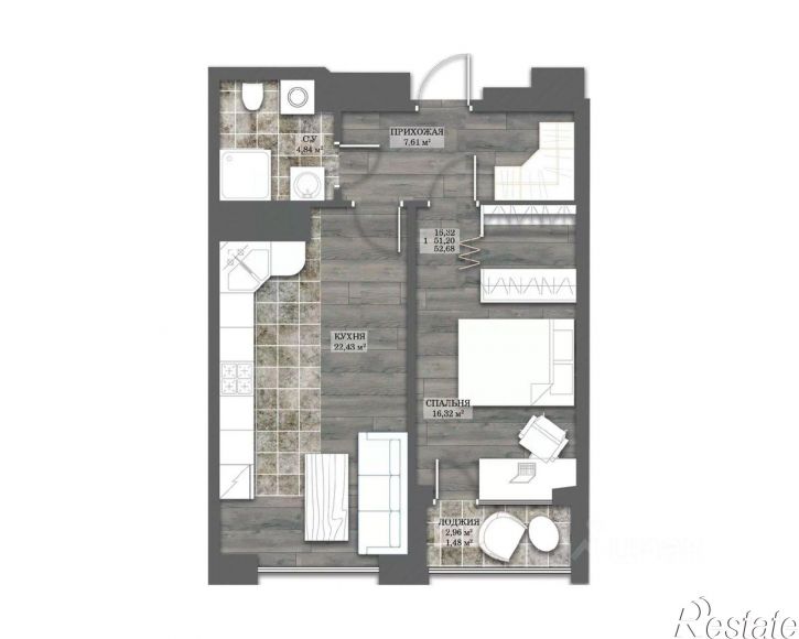 1-комн квартира в новом доме пр-кт Ленина, 55В,  д. 55В