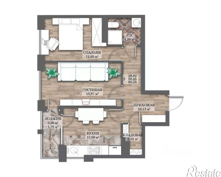 2-комн квартира в новом доме проспект Ленина, 55 В,  д. 55 В