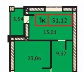 1-комн, 51 кв м, этаж 9/9 ул Парижской Коммуны, 28