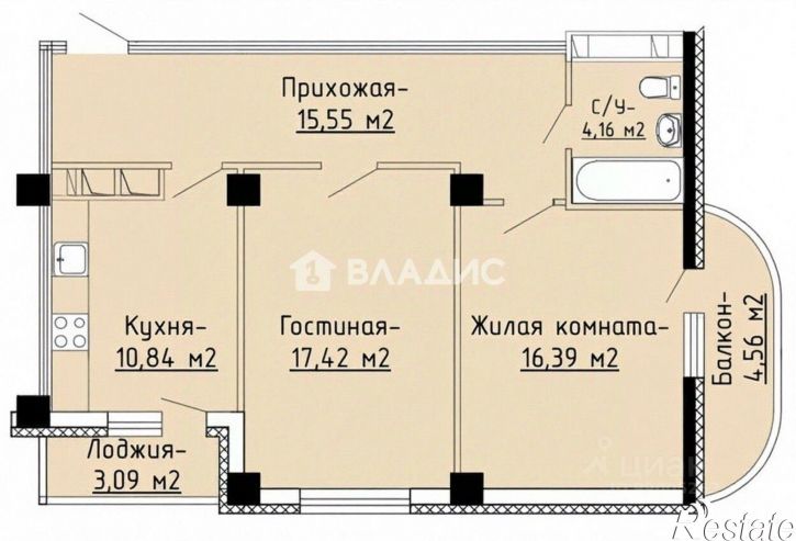 2-комн квартира ул Полка "Нормандия-Неман", 106 2,  д. 106 2,  к. 2