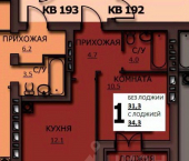 1-комн, 34 кв м, этаж 10/10 ул Куликова, 8