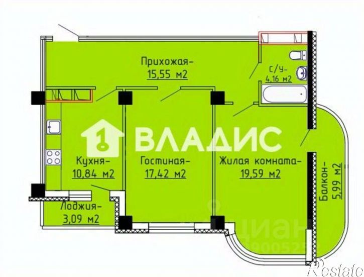 2-комн квартира ул Полка "Нормандия-Неман", 106 2,  д. 106 2,  к. 2