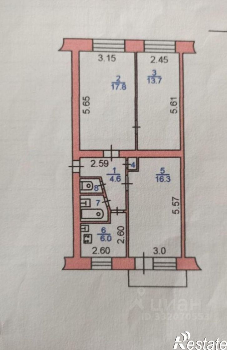 3-комн квартира ул Дунаева, 2,  д. 2