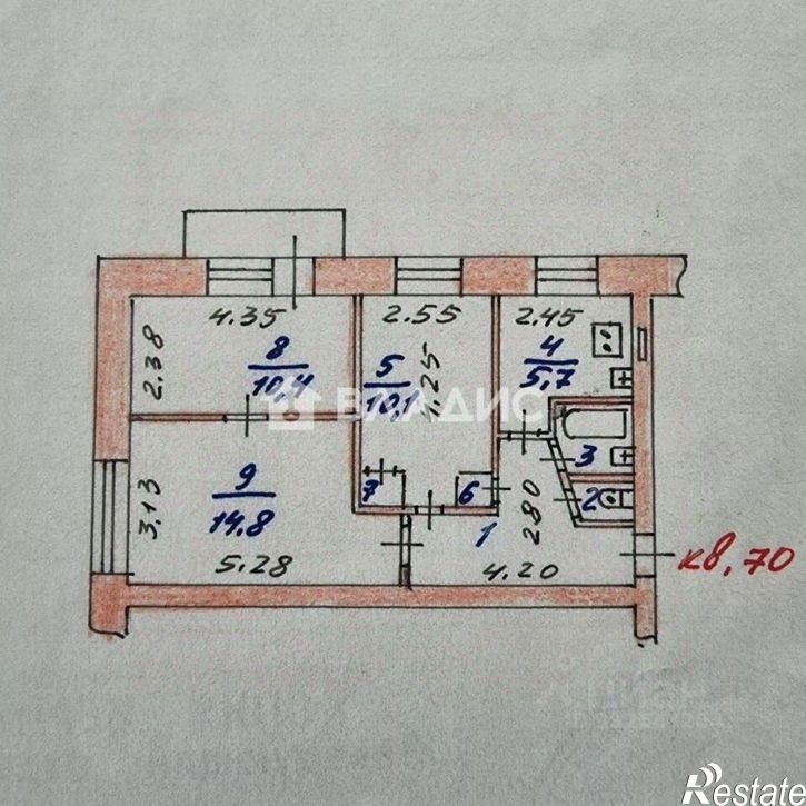 3-комн квартира ул 2-я Чайковского, 14,  д. 14