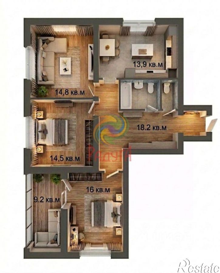 3-комн квартира пр-кт Строителей, 25А,  д. 25А