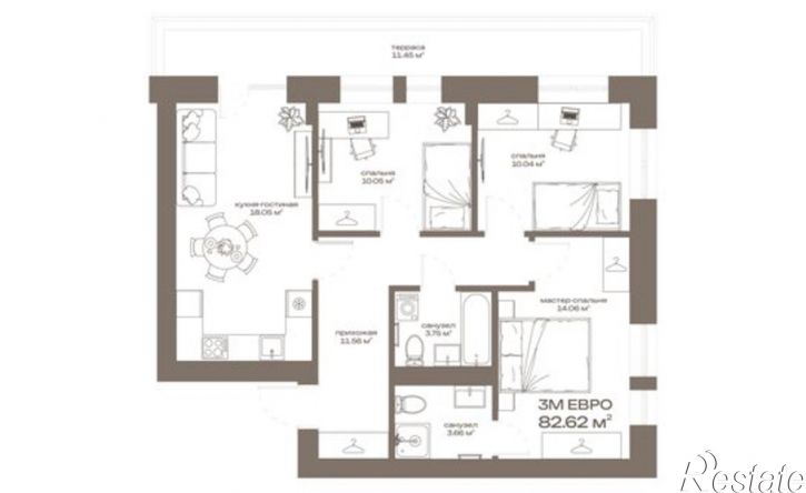 3-комн квартира в новом доме ул 8 Марта, 17,  д. 17
