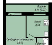 1-комн, 58 кв м, этаж 2/9 жилой комплекс Юбилейный