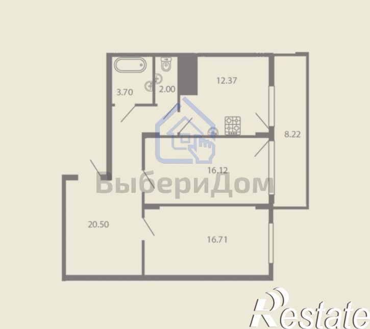 2-комн квартира Профсоюзная ул, 8